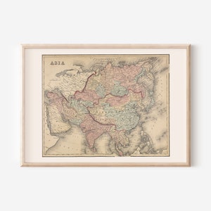 CARTE ANTIQUE DE L'ASIE, carte historique de l'Asie, décoration d'intérieur ancienne, art mural carte ancienne