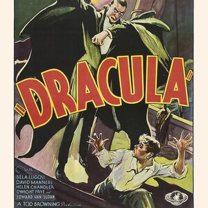 DRACULA MOVIE POSTER, Bela Lugosi Poster, Vintage B-Movie Poster, Halloween, Cult Movie Poster, Classic Movie Art, Retro Sci-Fi Poster image 7