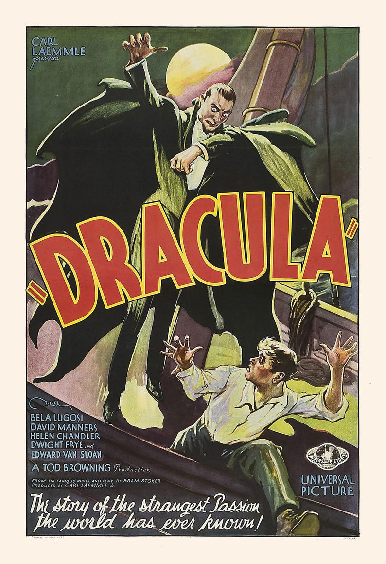 DRACULA MOVIE POSTER, Bela Lugosi Poster, Vintage B-Movie Poster, Halloween, Cult Movie Poster, Classic Movie Art, Retro Sci-Fi Poster image 7