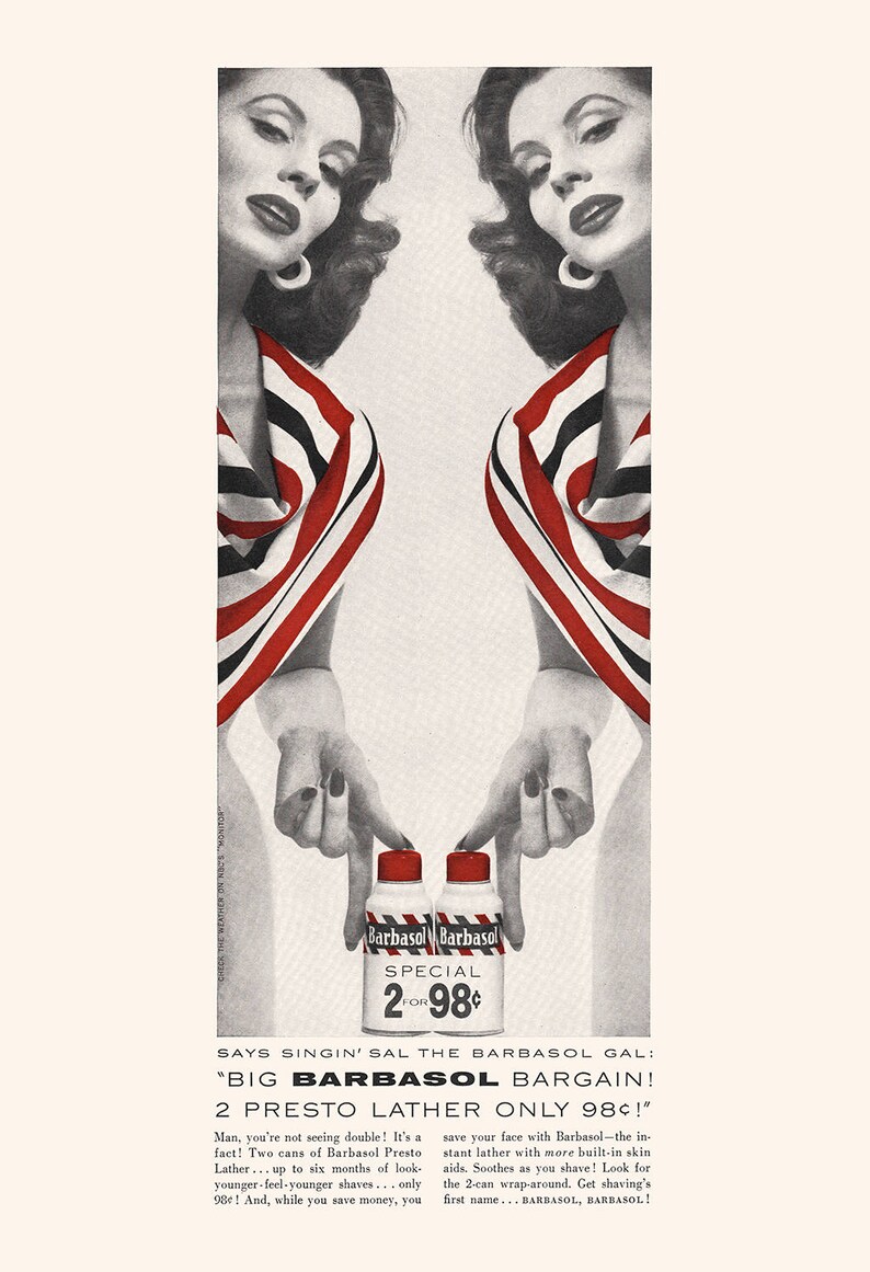 VINTAGE SHAVING CREAM Ad Retro Barber Shop Poster High Etsy