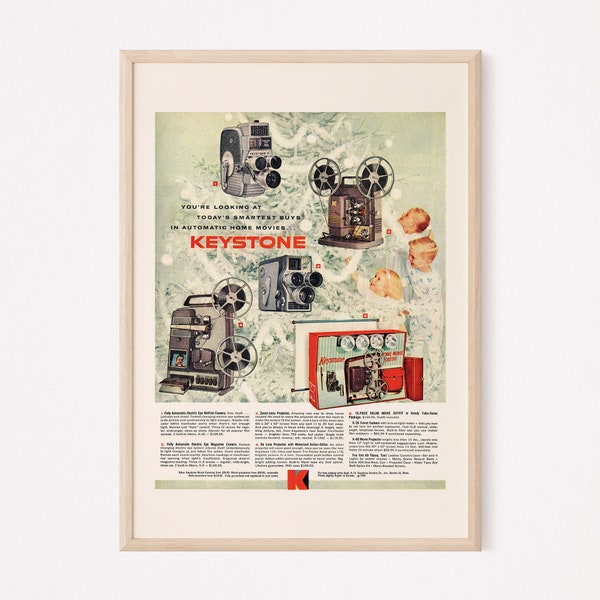 RETRO MOVIE CAMERA Ad, Retro Camera Ad, Keystone Camera Mid-Century Poster 1950s Retro Ad Mad Men Poster Retro Home Decor Advertisement