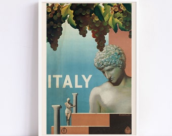 Italy Poster Art Deco Poster Art Deco Print Giclee Poster Travel Poster Travel Print High Quality Frame-Ready Ikea Ribba Size