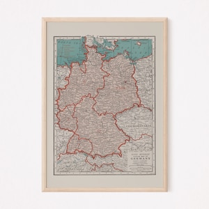 CARTE DE L'ALLEMAGNE VINTAGE, art mural carte de l'Allemagne vintage, reproduction de carte vintage, carte de l'Allemagne, carte vintage de l'Allemagne