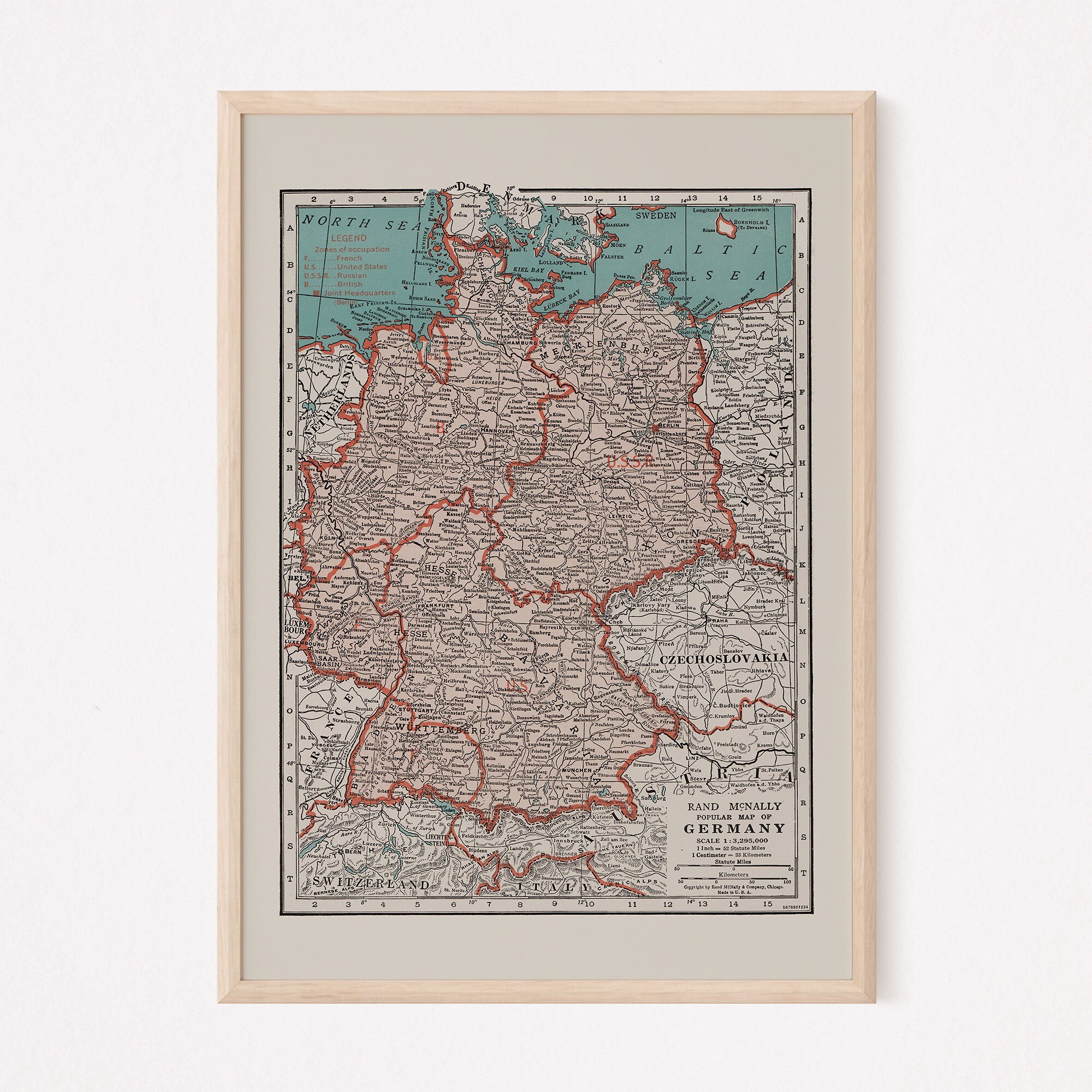 VINTAGE GERMANY MAP Vintage Map of Germany Wall Art - Etsy