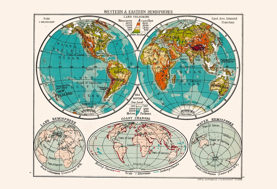 VINTAGE WORLD MAP Vintage Map Wall Art Vintage Map Etsy