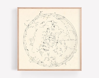 KONSTELLATION CHART DRUCK, Südliche Hemisphäre, Antike Stern Wandkunst, Sternzeichen Karte, Vintage Astrologie Druck, himmlisches Poster, Raumdekor