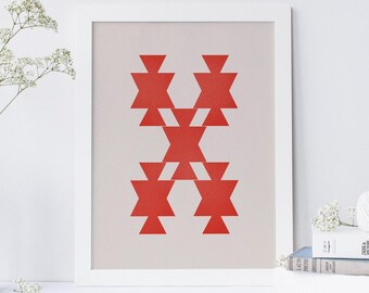 Geometric Print, Abstract Print, Geometric Wall Art, Modern Geometric Poster, Bedroom Wall Art, Nordic Design, Mid Century Poster Print,