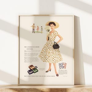 RETRO FASHION AD, Retro Mid-Century Tampon Ad, Vintage Womens Fashion Poster 1950s Retro Ad Kitsch Poster Retro Home Decor image 3