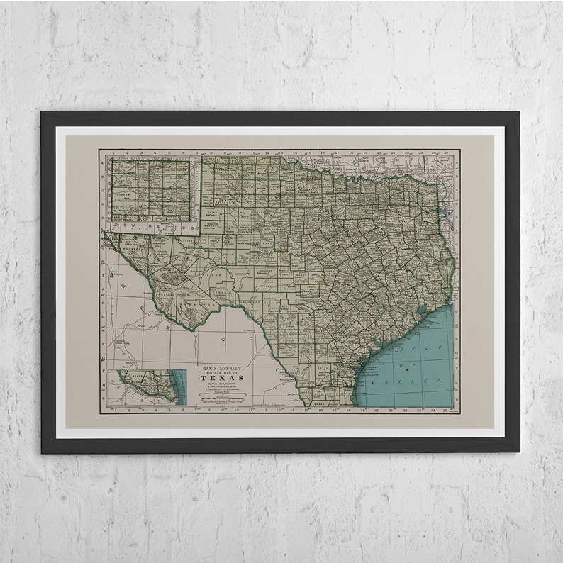 VINTAGE TEXAS MAP Vintage Map of Texas Antique Map Print | Etsy