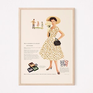 RETRO FASHION AD, Retro Mid-Century Tampon Ad, Vintage Womens Fashion Poster 1950s Retro Ad Kitsch Poster Retro Home Decor image 1
