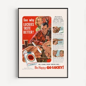 KITSCH CIGARETTES AD, Vintage Ad Print, 1950s Cigarettes Poster, Classic Decor, Mid-Century Poster, Retro Tobacco Print, Countryside Print