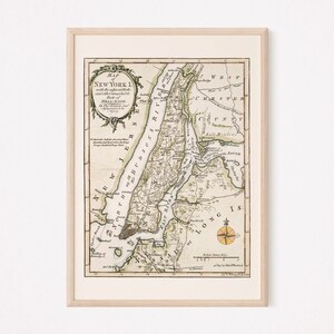 ANTIQUE NEW YORK Kartenreproduktion, Retro-Karte von New York City, Antique N.Y.C. Landkarte, professionelle Reproduktion