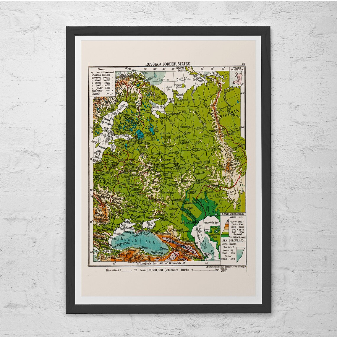 VINTAGE MAP of RUSSIA Vintage Map Reproduction High | Etsy