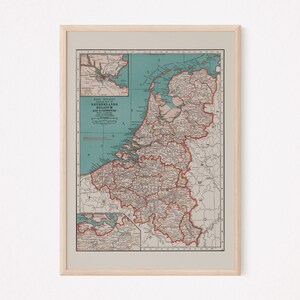 VINTAGE NIEDERLANDE KARTE, Vintage Karte der Niederlande, Vintage Kartenreproduktion, Fine Art Map