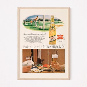 BEER and GOLF Poster, Retro Beer Ad, Bar Poster, Beer Poster, Beer Lover Gift, Kitsch Ad, Retro Beer Poster