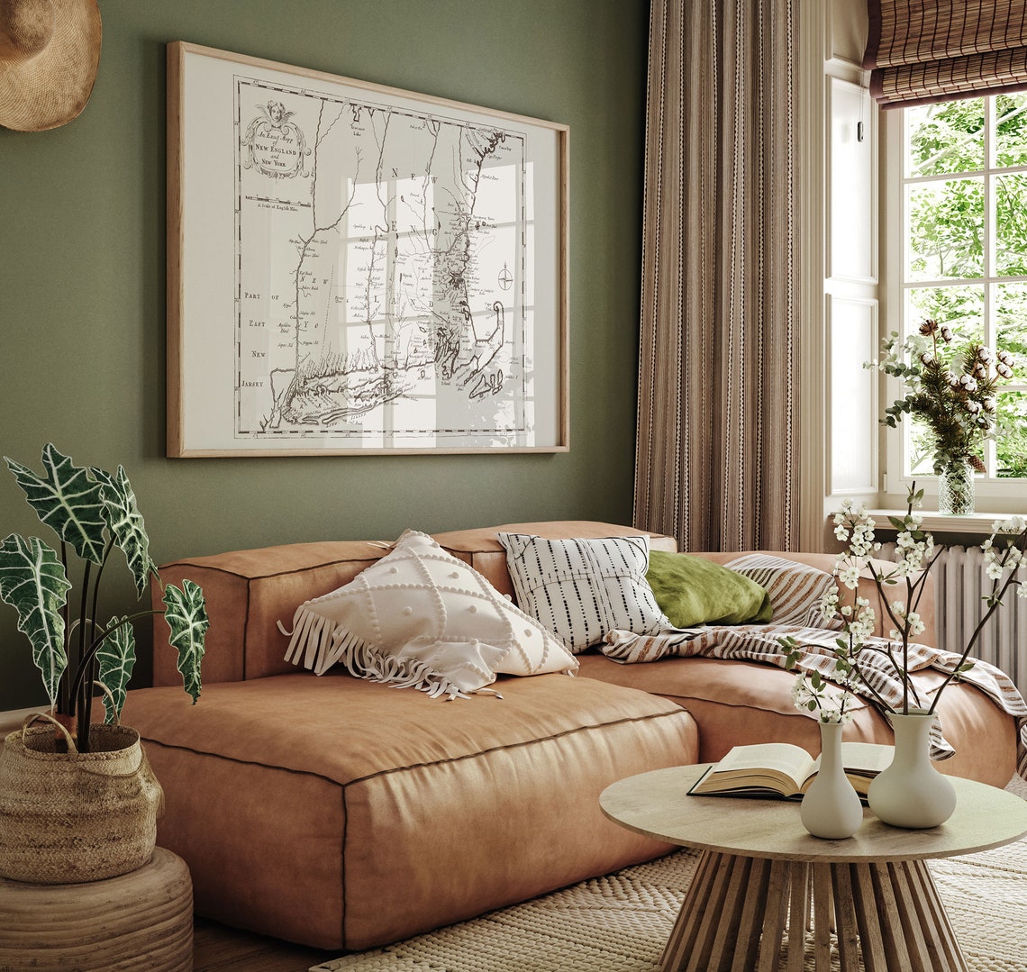 ANTIQUE NEW ENGLAND Wall Art New England Map Antique Etsy