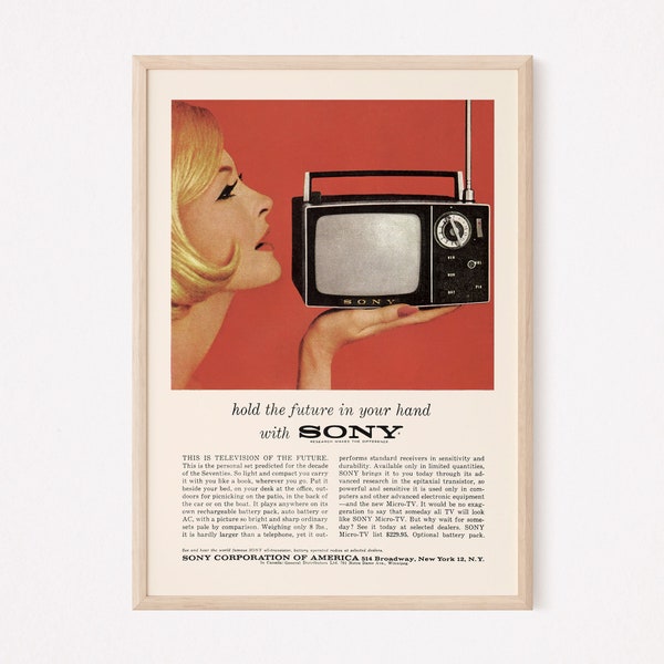 Retro Portable TV Ad, Vintage TV Ad, Mad Men Poster Retro Print Mid-Century Poster Vintage Television Poster