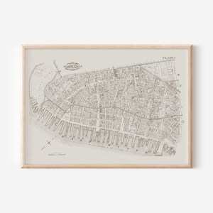 VINTAGE NYC MAP, Manhattan Map, Map of New York City, Antique Map of Manhattan, Wall Street, Financial District, Battery Park, Broadway