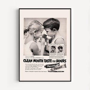 VINTAGE TOOTHPASTE PRINT, Retro Toothpaste Poster, Retro Print, Nostalgic, Kids Poster, Home Bathroom Decor, 1950s