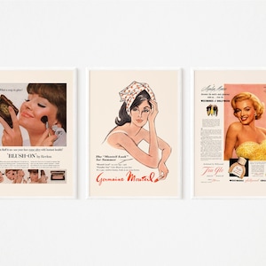 POWDER ROOM DECOR, Boudoir Decor, Makeup Prints, Beauty Parlor Wall Art, Vintage Barbiecore Art Print, Walk-in Closet Decor, Vanity Decor