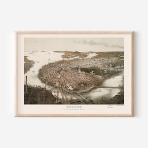 Vintage BOSTON Map Print, Vintage Map of Boston Harbour, Antique Boston Map, Boston Poster, Antique Boston Travel Poster