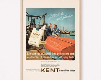 ROMANTIC CIGARETTES AD, Cigarettes Advertisement, Mid-Century Ad, Classic Cigarette Ad, Vintage Sailing Poster, Retro Ocean Ad