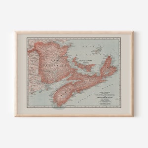 IMPRESSION DE CARTE DES MARITIMES, carte vintage de la Nouvelle-Écosse, du Nouveau-Brunswick et de l'Île-du-Prince-Édouard, impression de carte ancienne, art mural vintage, art mural historique