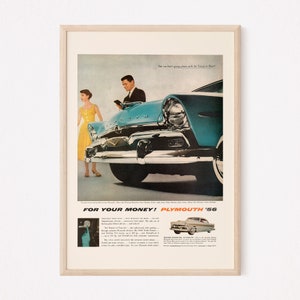 CLASSIC 1956 CAR Ad, Ameican Car Poster, Mid-Century Car Poster, Vintage Car Advertising Art, Retro Car Art Poster, Car Lover Art image 1