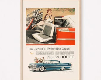 Anuncio de coche convertible de 1959, póster de coche rockabilly, póster de garaje, mecánico, arte mural de coches, amante de los coches, póster de coche ecológico, póster de coche.