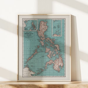 PHILIPPINES MAP PRINT, Vintage Map of the Philippines, Old Map Print ...