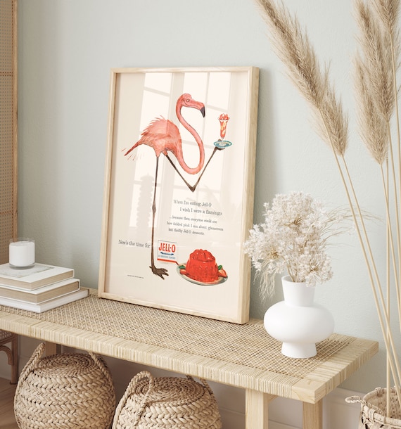 PINK FLAMINGO AD With Jelly, Pink Flamingo Poster, Vintage Kitchen