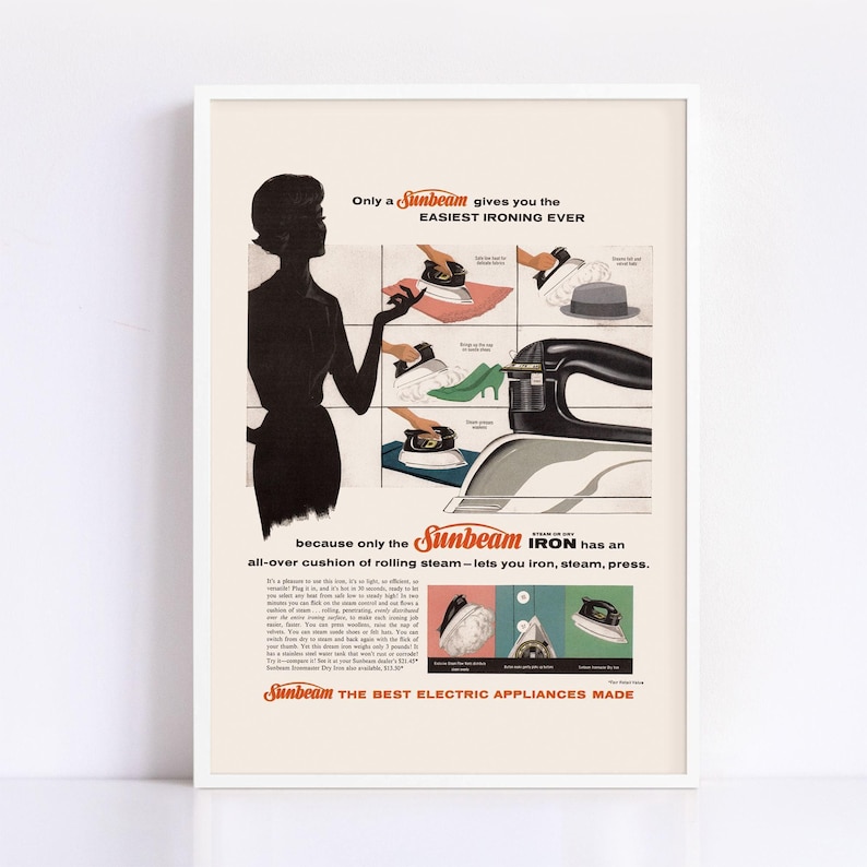 LAUNDRY ROOM POSTER, Retro Eisen Werbung, Hochwertige Reproduktion, Vintage Plakat Werbung, Vintage Wohndekor Druck, Altmodische Eisen Kunst Bild 1
