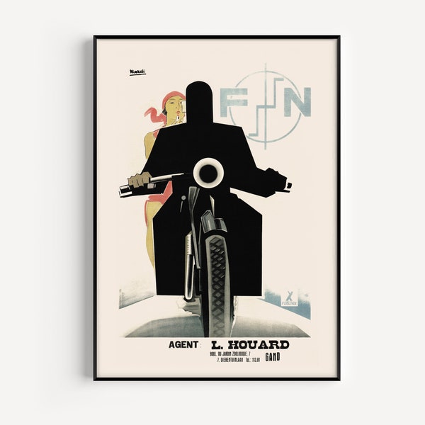 Vintage Art Deco Giclee Poster Print MOTORCYCLE PARIS DECOR 1930s High Quality Frame-Ready Ikea Ribba Size
