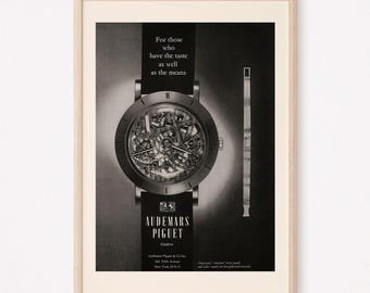 VINTAGE LUXURY WATCH Ad, Retro Mid-Century Ad, Watch Collector Ad, Vintage Watch Ad, Automatic Watch Ad, Classic Watch Wall Art