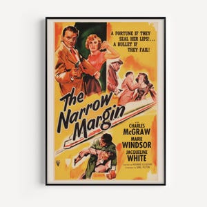THE NARROW MARGIN Movie Poster, Classic Movie Poster, Retro Movie Poster, Film Movie Poster Classic Film Poster Retro Film Poster