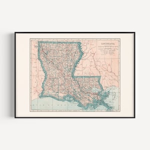 OLD LOUISIANA MAP, Cafe Wall Art, Restaurant Decor, Vintage Map of Louisiana, Retro Map Wall Art, Geography Gift, Travel Poster, 1921