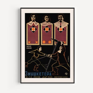 AVANT-GARDE RUSSE, affiche de film, Les Trois mousquetaires, 1927 (affiche), Douglas Fairbanks