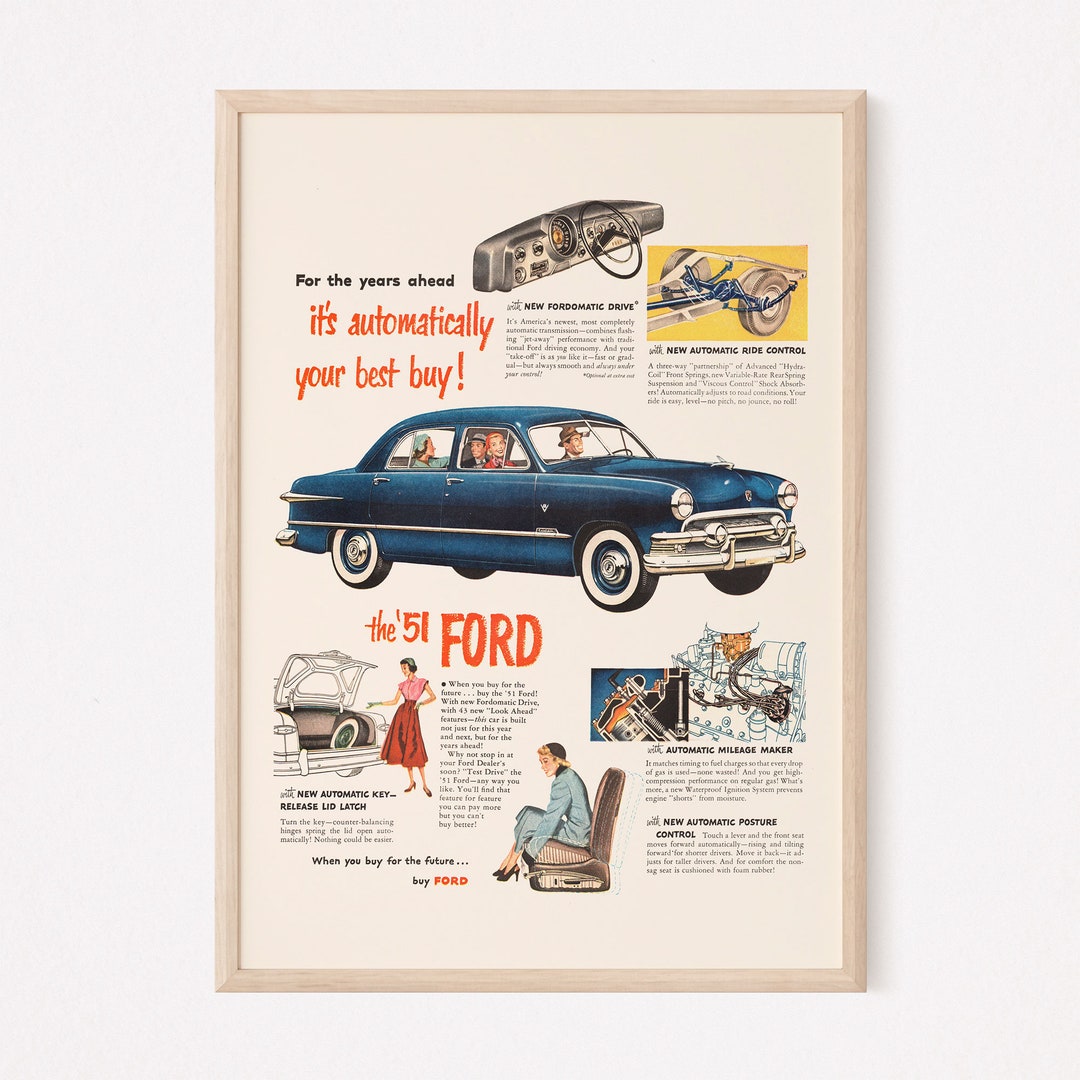 2025年のクリスマスの特別な衣装 VINTAGE Poster Mid-century Ad Car Classic AD, CAR 1951 趣味・スポーツ・実用