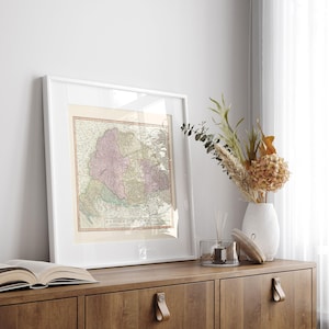 VINTAGE HUNGARY MAP, Antique Wall Art, Vintage Map of Hungary 1799, Hungarian Travel Print, Square Poster, Reproduction image 1