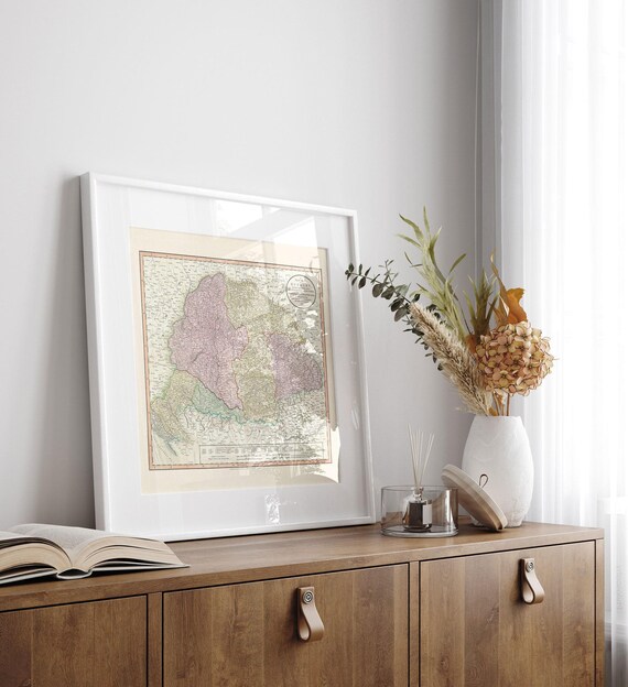 VINTAGE HUNGARY MAP, Antique Wall Art, Vintage Map of Hungary 1799, Hungarian Travel Print, Square Poster, Reproduction