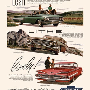 NOSTALGIC CAR POSTER, 1950s Automobile Print, Retro Mid-Century Advertisement, Garage Decor, Vintage Car Print image 7