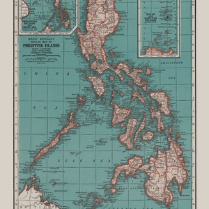 PHILIPPINES MAP PRINT, Vintage Map of the Philippines, Old Map Print ...