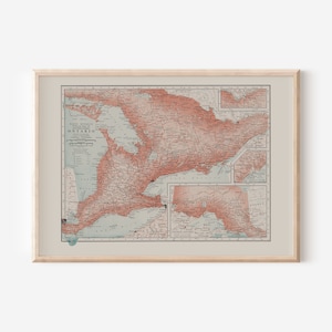 ONTARIO MAP PRINT, Vintage Map of Ontario Canada, Canada Map Print, Vintage Map, Vintage Wall Art
