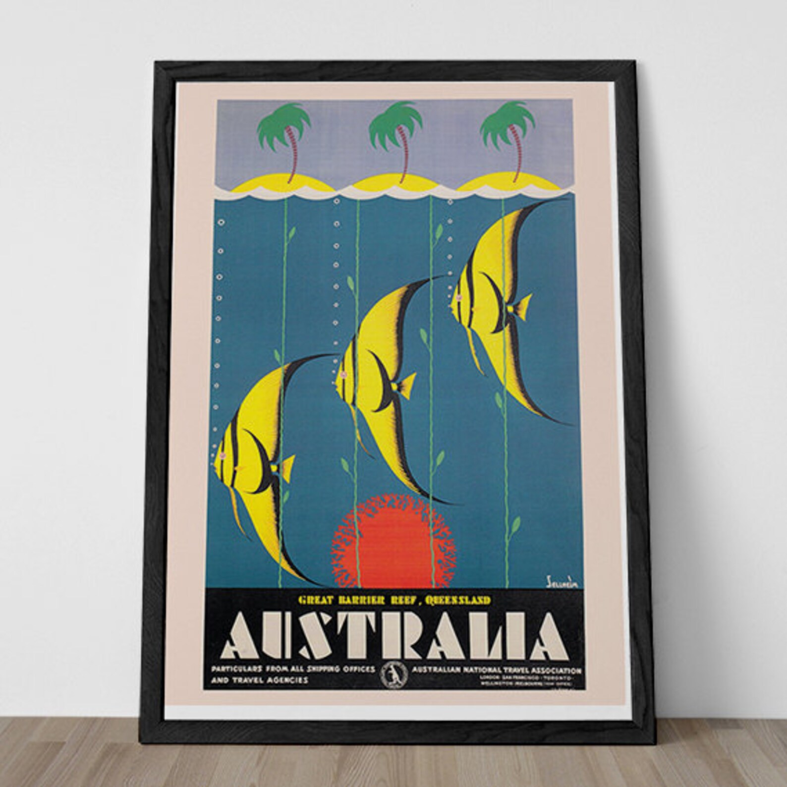 Australia Travel Poster Vintage Art Deco Poster Australia Etsy