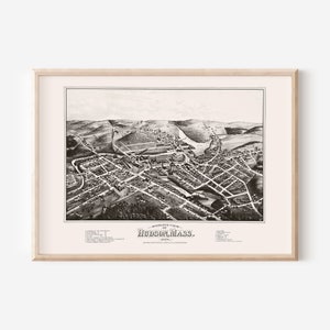 HUDSON KARTE DRUCKEN, Antike Hudson Mass Karte, Antike Karte Druck, Historische Wandkunst, Wohnzimmer Dekor, Vogelschau Karte