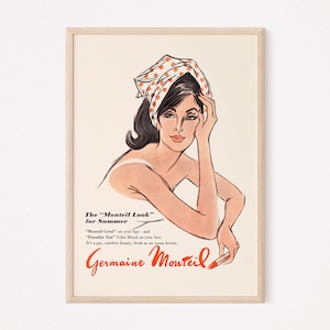 VINTAGE FASHION AD, Retro Lipstick Ad, Germaine Monteil Ad Print Retro Fashion Lover Ad Vintage Wall Art Advertising ad Poster