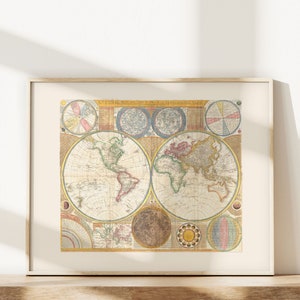 ANTIQUE WORLD MAP Antique Map Print Professional - Etsy