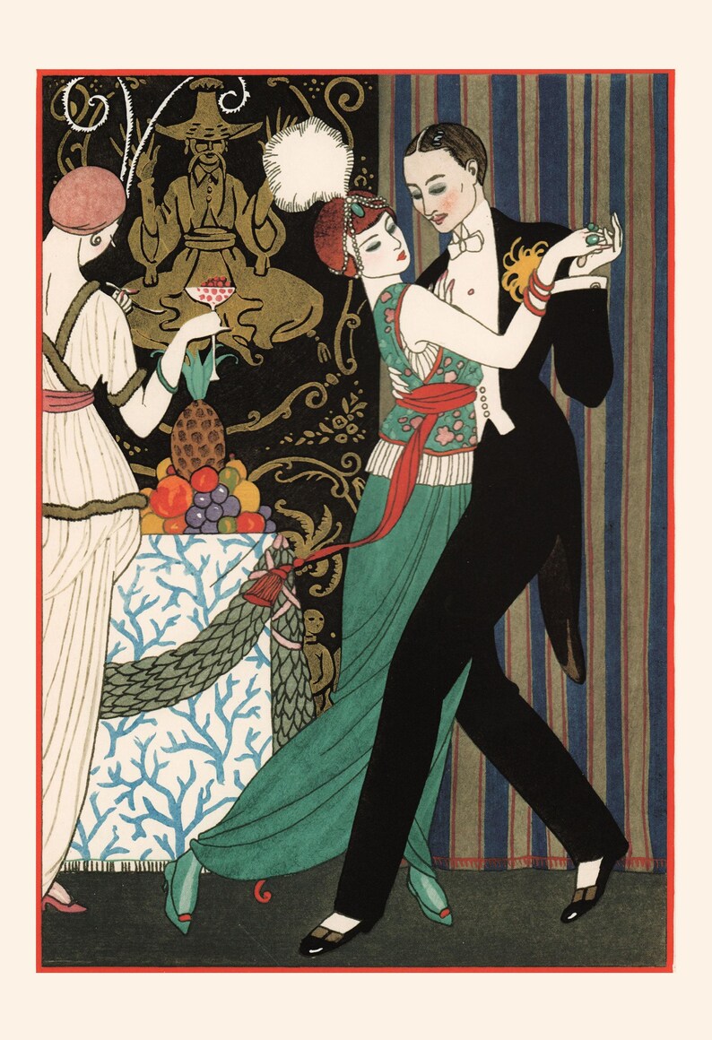 VINTAGE DANCING POSTER, Romantic Poster, Vintage French Fashion Illustration, Ballroom Dancing, Classy Dancing Art, Feminine Decor image 7
