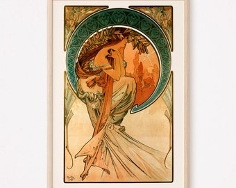 ART NOUVEAU PRINT, The Arts: Poetry, Art Nouveau, Belle Epoque Poster, French Art, Czech Art, 1898, Mucha Poster, Art Nouveau Decor