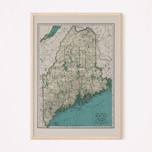 MAINE MAP PRINT, Vintage Map of Maine, Old Map Print, Vintage Wall Art, Antique Map, Historical Wall Art